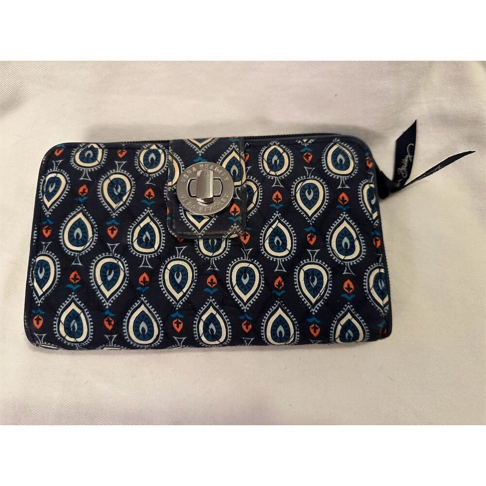 Vera Bradley Turn Lock Wallet Blue Geometric Women's Canvas